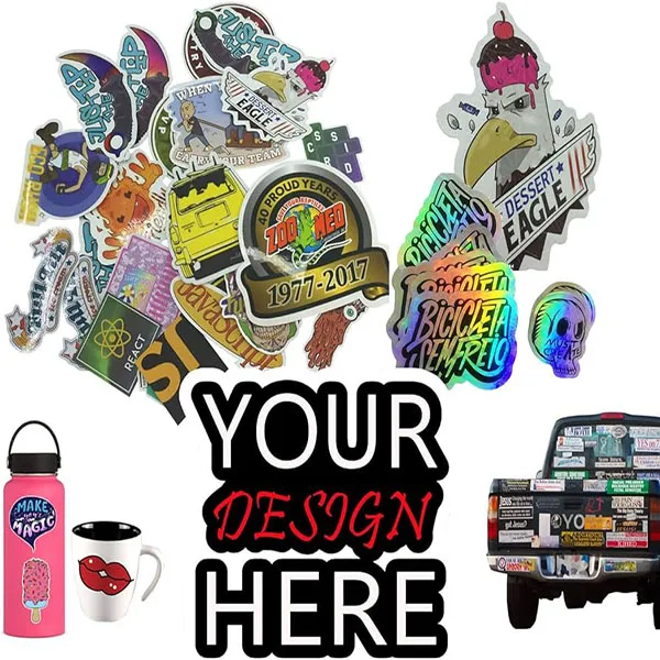 Custom Vinyl Die-cut Sticker UV Printed Holographic Vsco Cartoon Clean Pvc Label Adhesive Waterproof Customs Logo Stickers