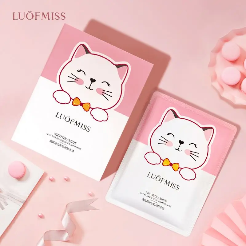 LUOFMISS никотинамид козье молоко питательная маска для рук нежная отбеливающая восстанавливающая маска для рук увлажняющая мембрана