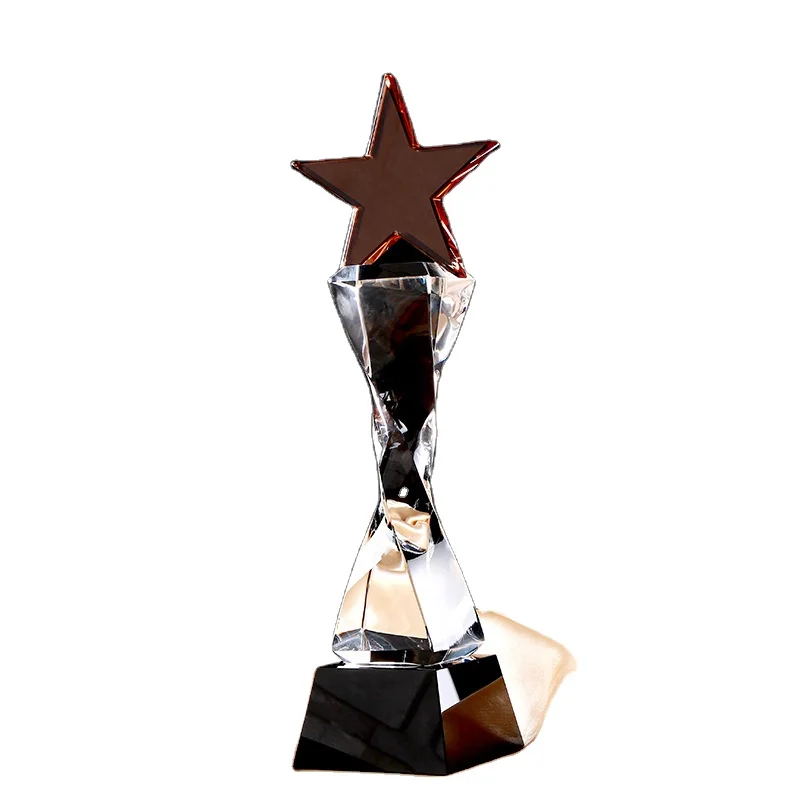 Высококачественная креативная витая колонна пентаграмма Персонализированная индивидуальная награда за хрустальный трофей