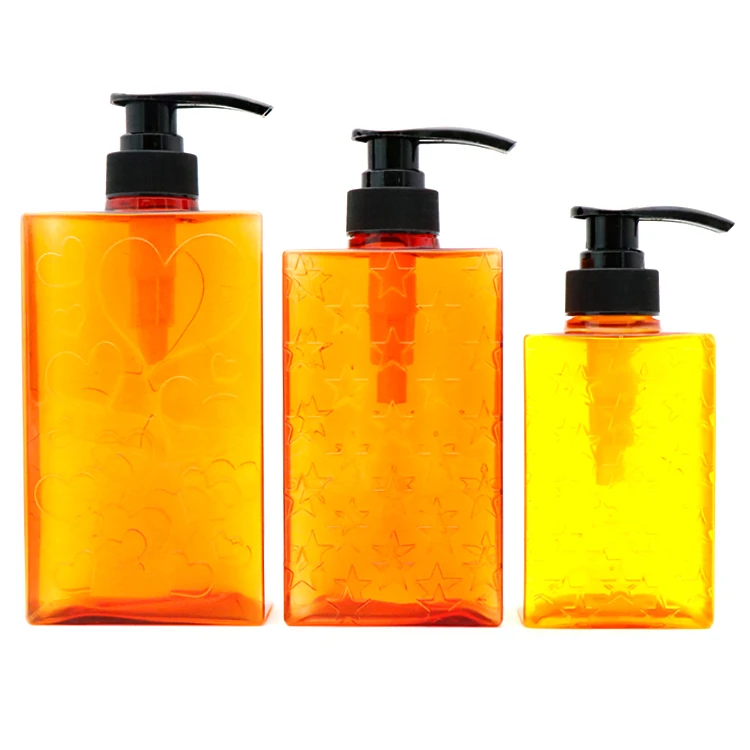 Custom Empty 340ml 500ml 700ml Shampoo shower gel Lotion Plastic With Pump Square PETG bottle