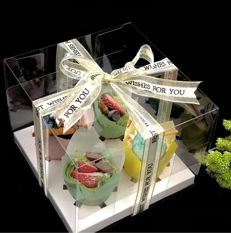 Hot selling long portable cake roll plastic dessert portable clear packaging box