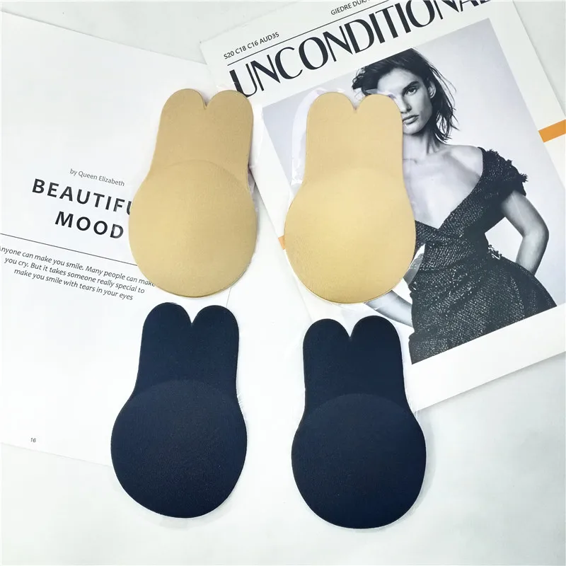 Newest design custom rabbit silicone nipple pasties lift  nipple cover push up bra