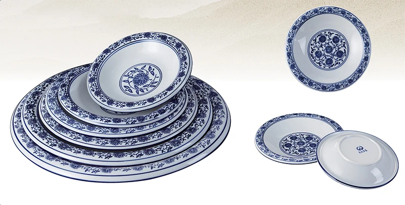 Chinese Blue And White Porcelain Banquet Dinnerware Sets Antique Pattern Ceramic Dinner Plate Set