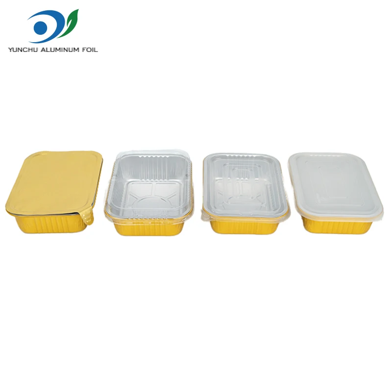350ml-1000ml Food Grade Heat Sealing Gold Foil Tray Disposable Take-out Aluminum Foil Food Containers