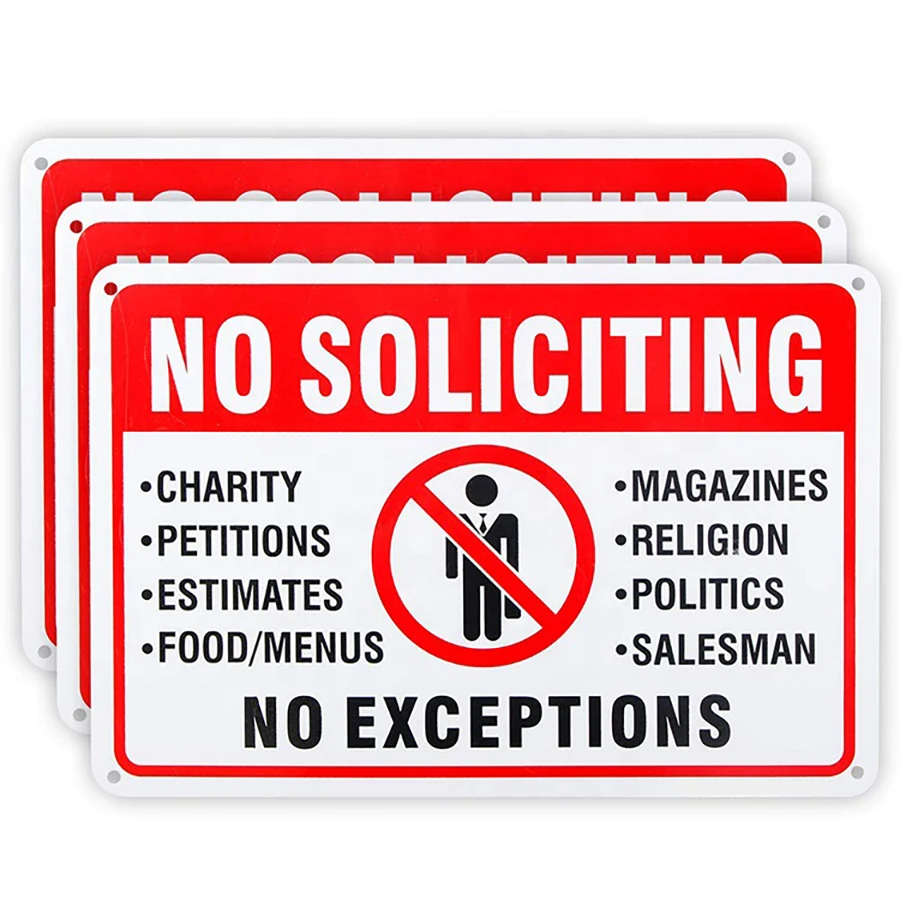 Plastic Aluminum Traffic Road Street Sign No Soliciting Sign Yard Home Safety warning Signs