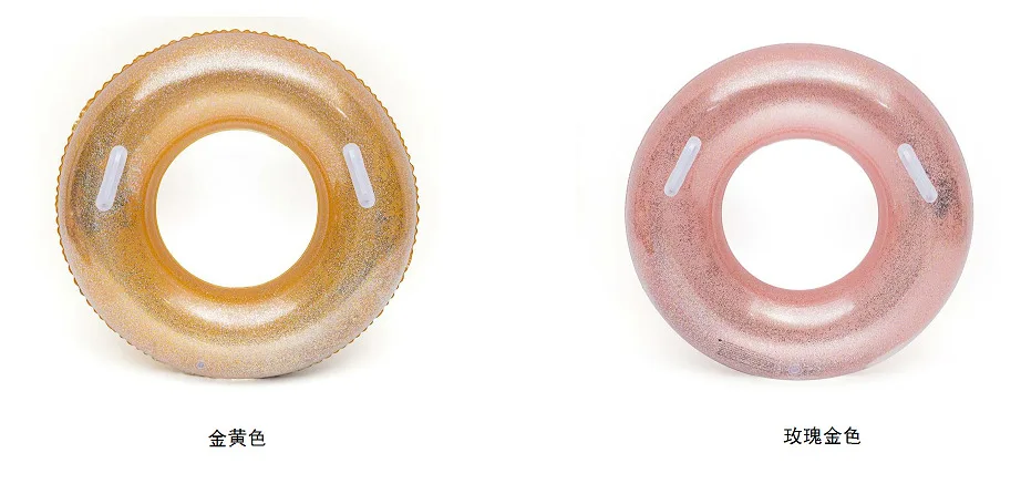 Maideng Summer Pool Beach Party Swimming Float Tube Durable Round Shaped Transparent PVC Glitter Inflatable Swimming Ring