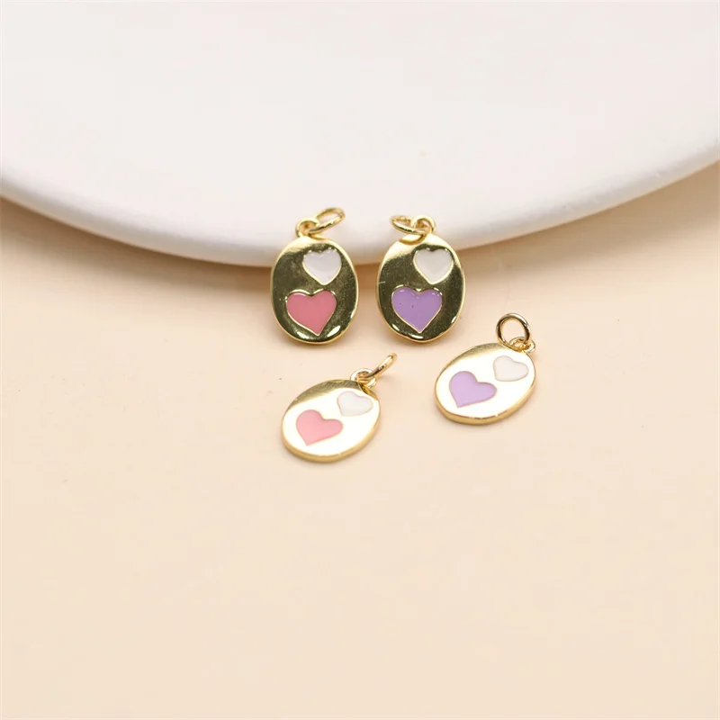 Heart Enamel Pendant Golden Color Metal Heart Enamel Pendant Custom Enamel Charms