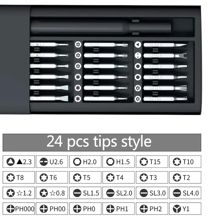 24 in 1 Screwdriver Set for Mobile Phone Laptop Precision Magnetic Screwdriver Bit Set Electronics Repair Screwdriver Kit Tools