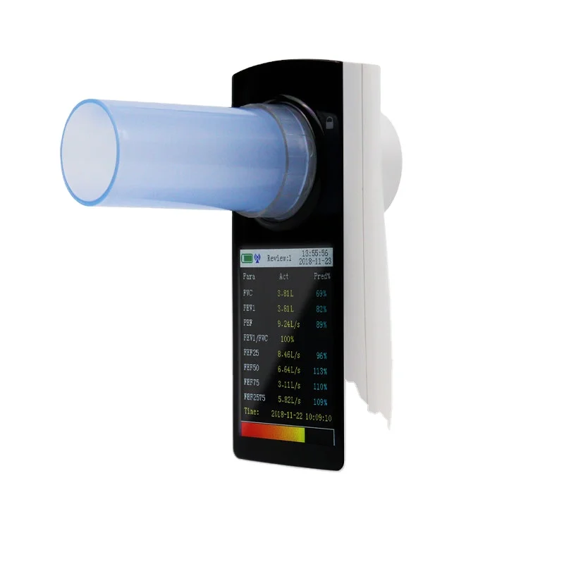Color Display Spirometer for Lung Function Check Portable Medical Machine with PC Software and USB for Data Transfer