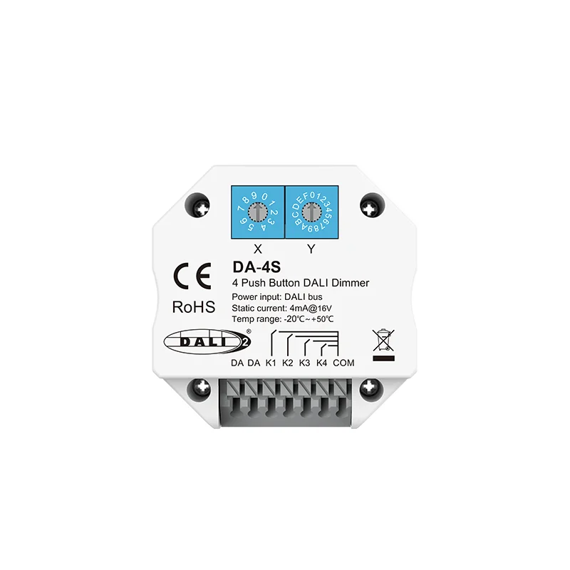 DA-4S 4 Push Button DALI Dimmer Master DALI Bus Power Supply 1-4 push button control