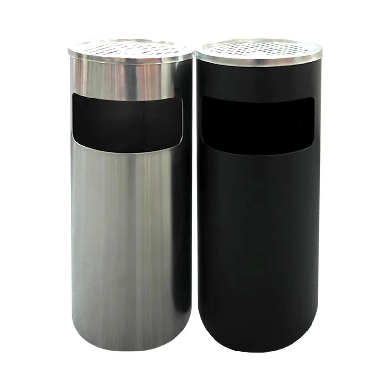 Wholesale stainless steel coated ash bin 12L outdoor Cigarette bins  trash can ashtray