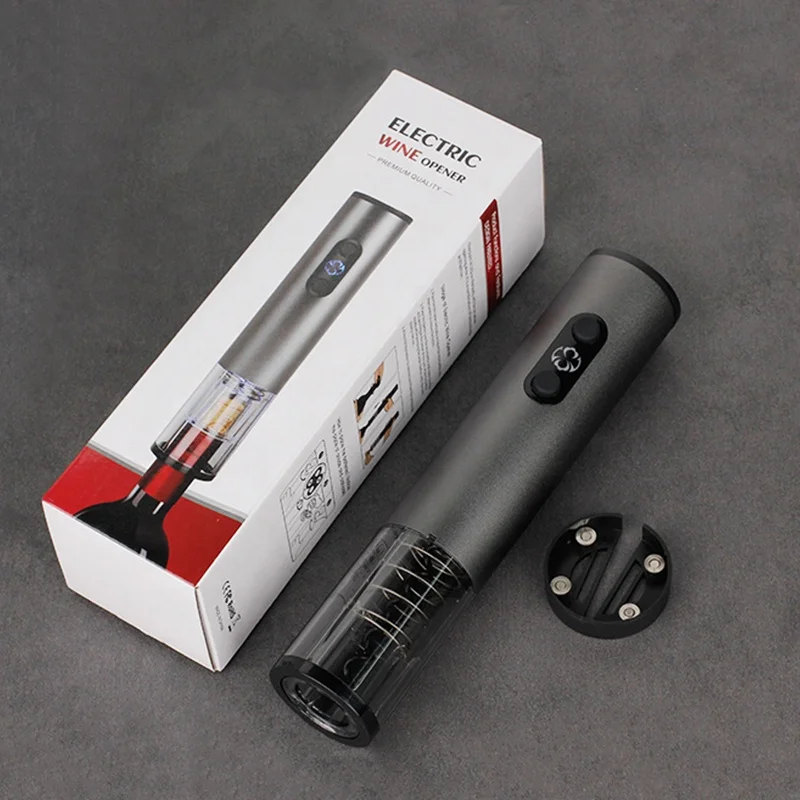 Aluminum Alloy USB Rechargeable Automatic Electric Wine Opener Corkscrew with Foil Cutter