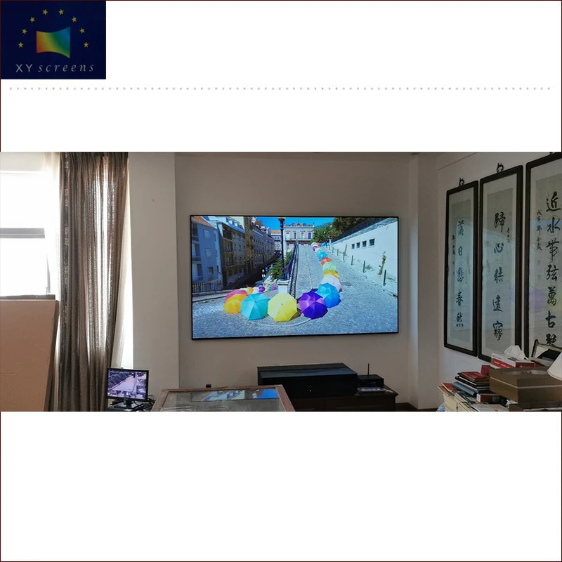 XYScreenb 4K laser TV 12mm fixed frame XYscreen PET Crystal UST projector screen projection 120 inch