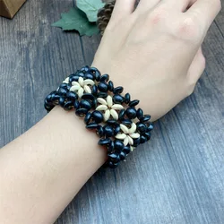 Fine Bracelet Natural Wooden Bead Elastic Bracelets Bohemia Jewelry Beach Travel Cotton Hemp Bracelet for women