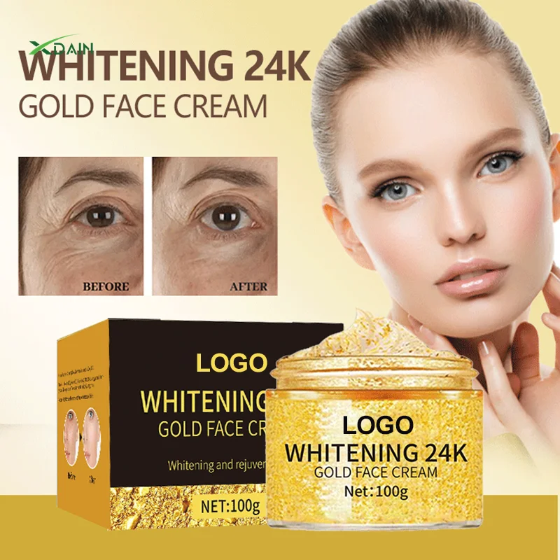 High Quality Wholesale Skin Care Cosmetics 24k Gold Essence Gel Cream Anti-aging Luxury Whitening Facial Care Cream