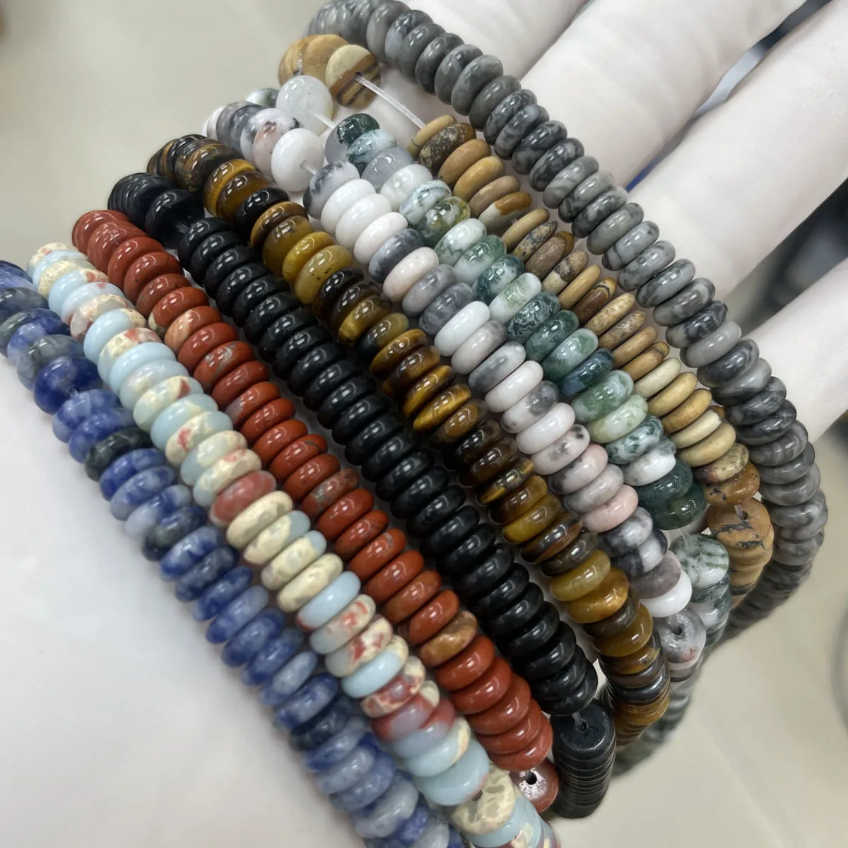 2*6mm natural stone tiger eye agate red jasper beads flat disc rondelle spacer beads for jewelry making bracelet and necklace