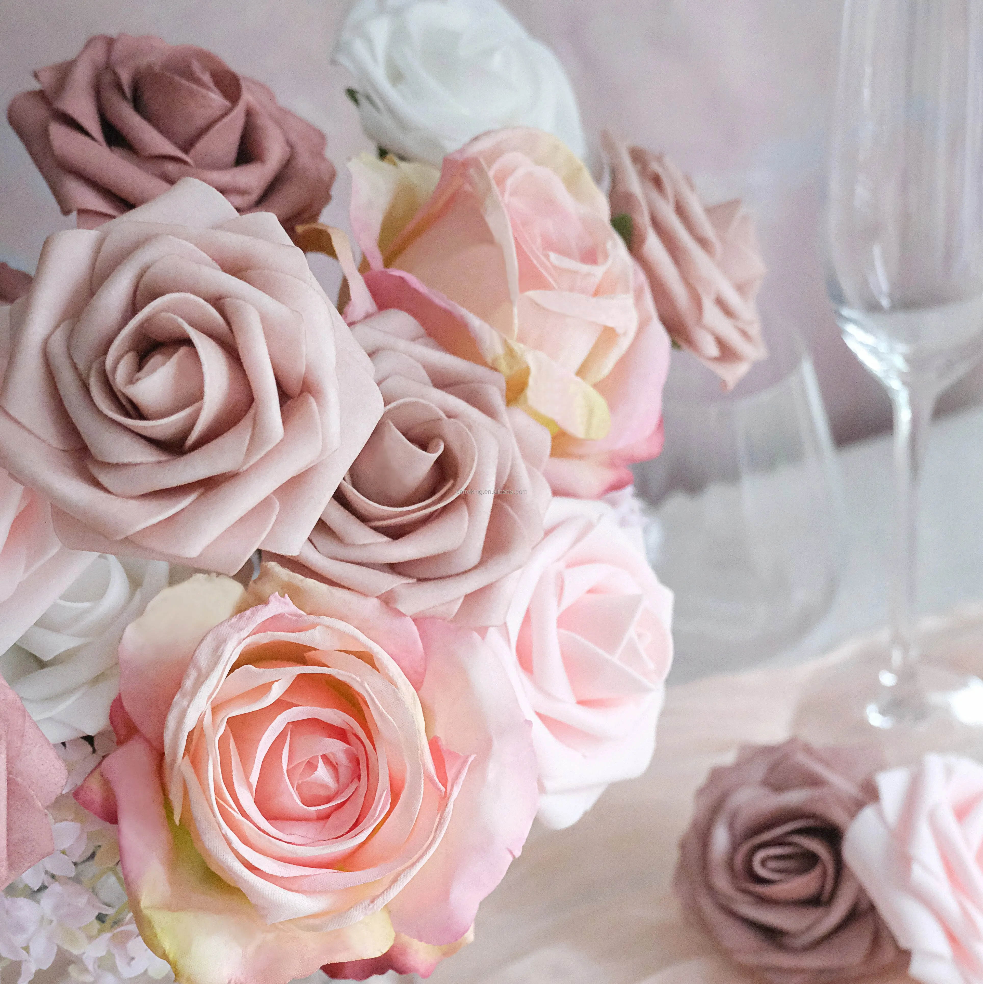 New Products Artificial Flowers Shades Of Dusty Rose Flower With Stems For DIY Wedding Bouquets Centerpieces Baby Shower Party
