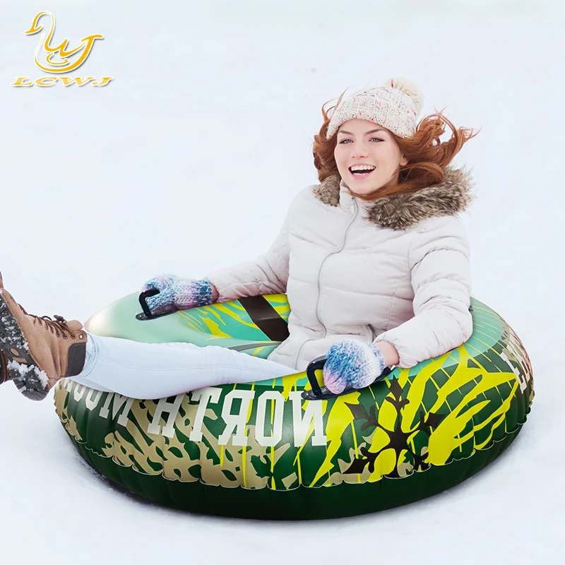 110cm Snow Tube Winter Inflatable Ski Circle With Handle Durable Children Adult Snow Tube Skiing Thickened Floated Sled