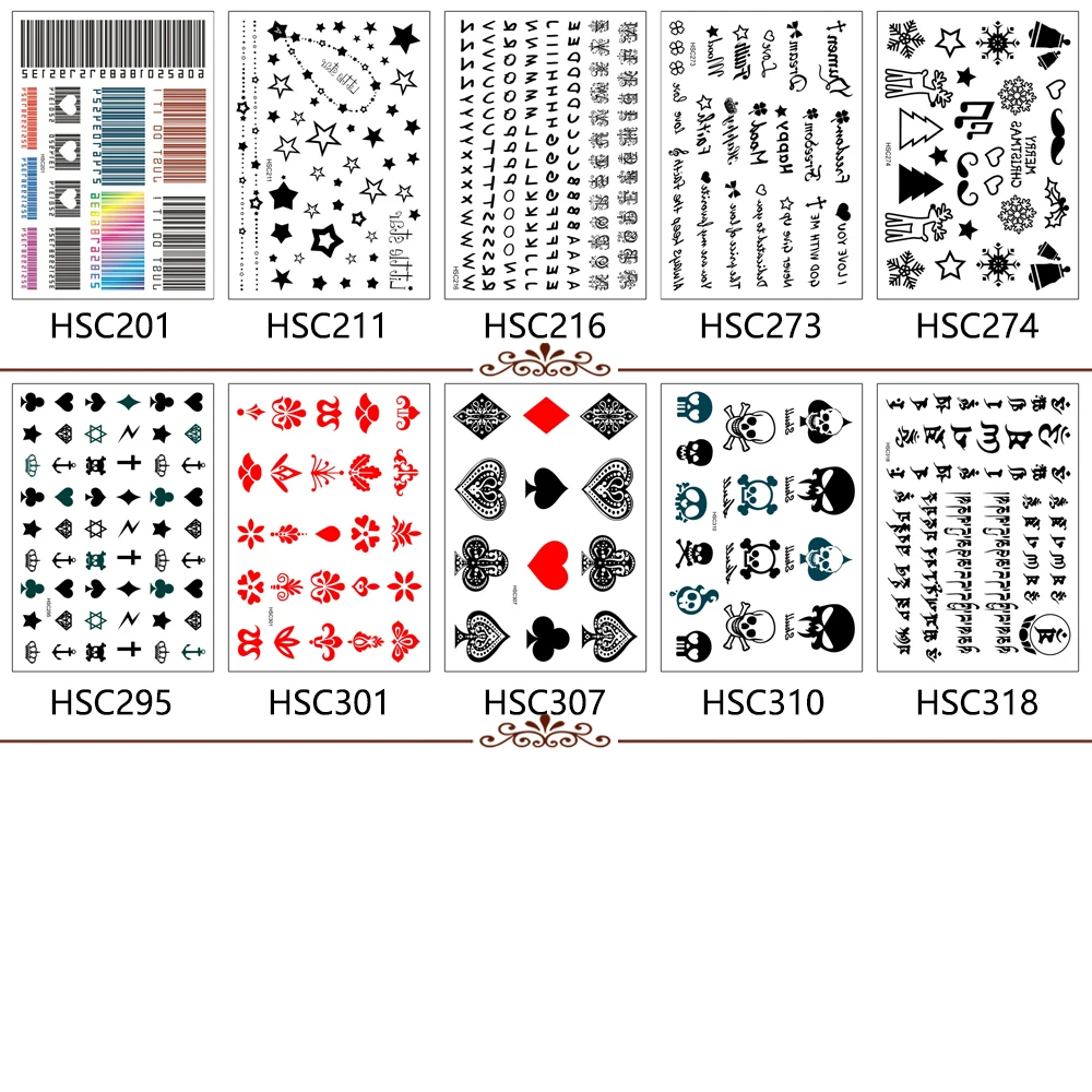 
HSC201-HSC318 Men and women waterproof fake tattoo temporary color tattoo stickers body art tattoo 