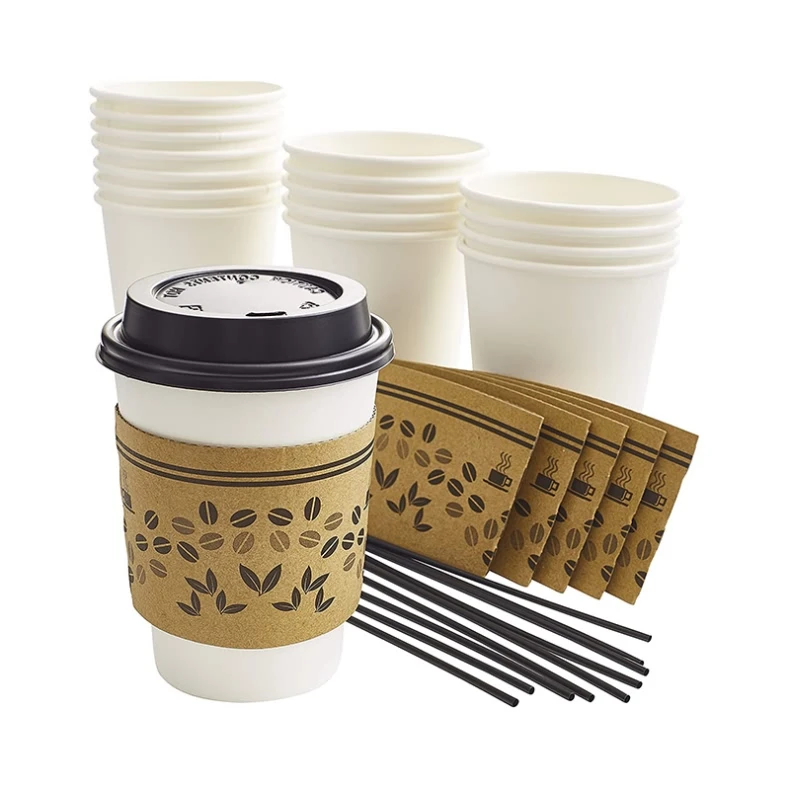 China made biodegradable disposable single and double wall custom printed PLA coated coffee paper cups with logo and lid