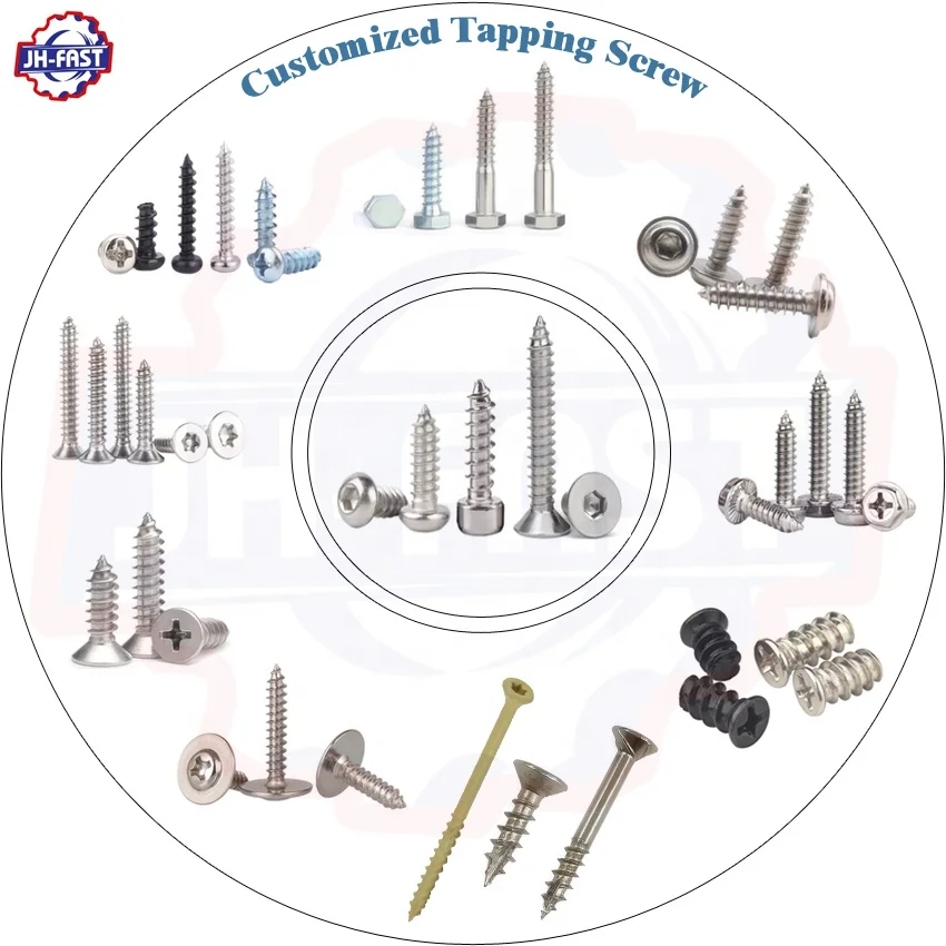 Custom black screw hex torx cross flat truss pan head self-tapping self tapping screw stainless steel for plastic wood screws