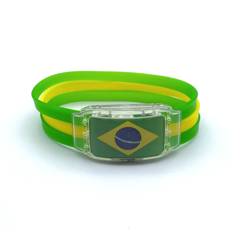 2022 World Cup Flag Bracelet American Brazil Soccer team Flag Luminous Silicone Bracelet Scene Atmosphere Led Lighting Props