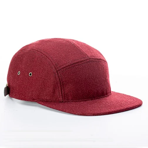 Oem outdoor hiking custom five panel camper cap, wholesale 5 panel snapback hat with a leather strap