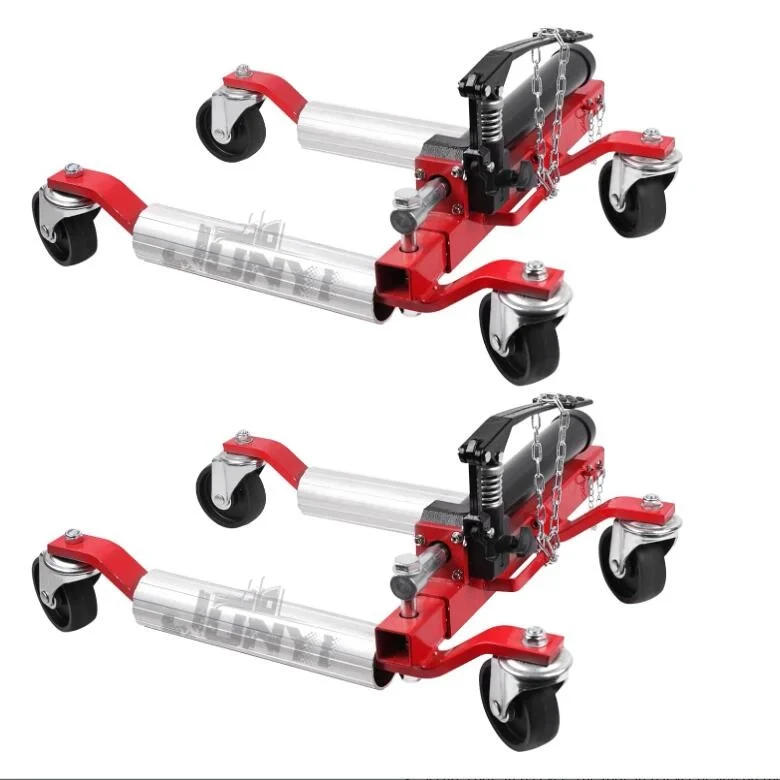 Car wheel dolly with ratcheting foot pedal capacity car dolly with hydraulic tire Jack with wheels for vehicle positioning
