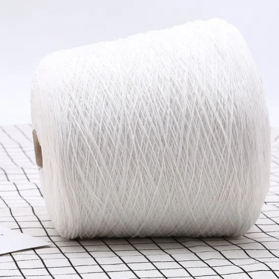 Wholesale Fine Cotton  Raw Polyester Fully Combed Bleach White Yarn China