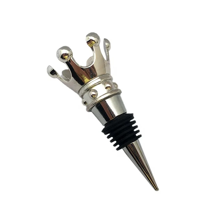 Hot sale Customized bar supplies zinc alloy metal plated crown bottle stopper decorative wine stopper
