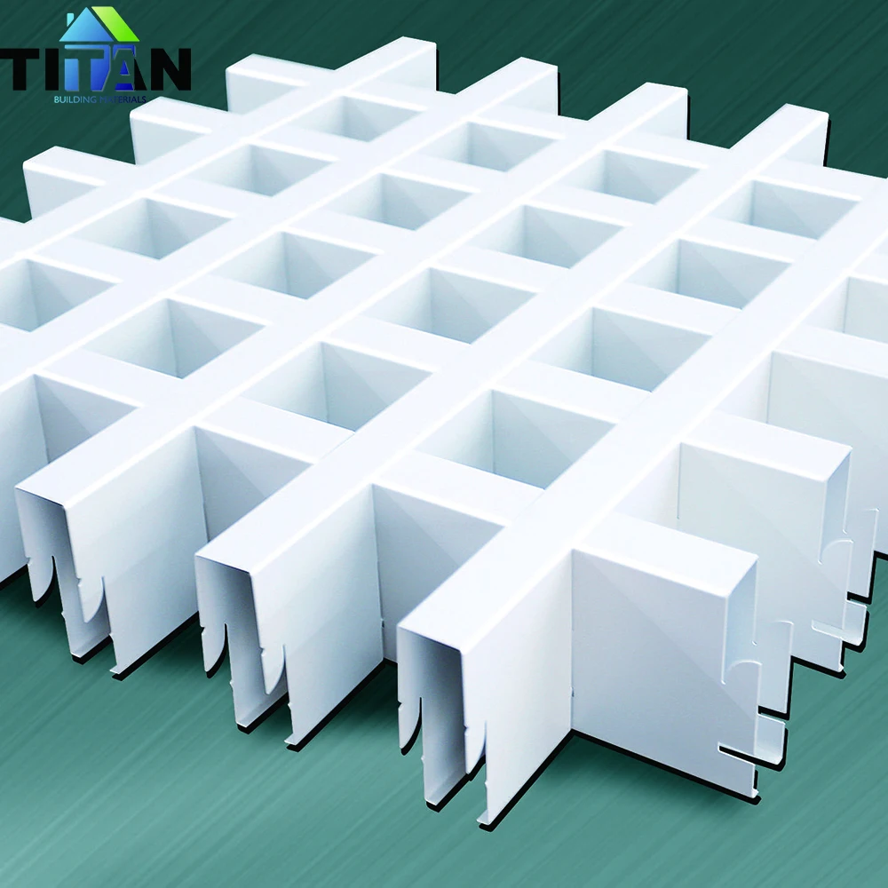 Modern Open Cell Metal Grille Black Wood Ceiling Type Aluminum Grid Suspended Ceiling Tiles