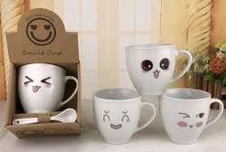 Promotional gift custom logo ceramic coffee mug with spoon