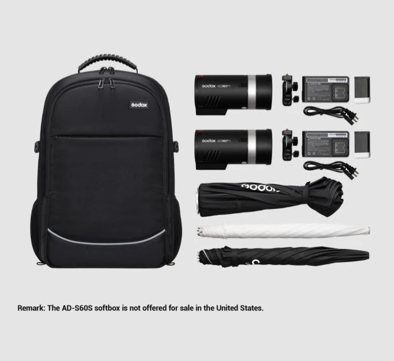 Godox Ad300pro Outdoor Flash Light 2pcs Flash Set 300ws TTL 2.4G HSS Dual Flashes Backpack Kit