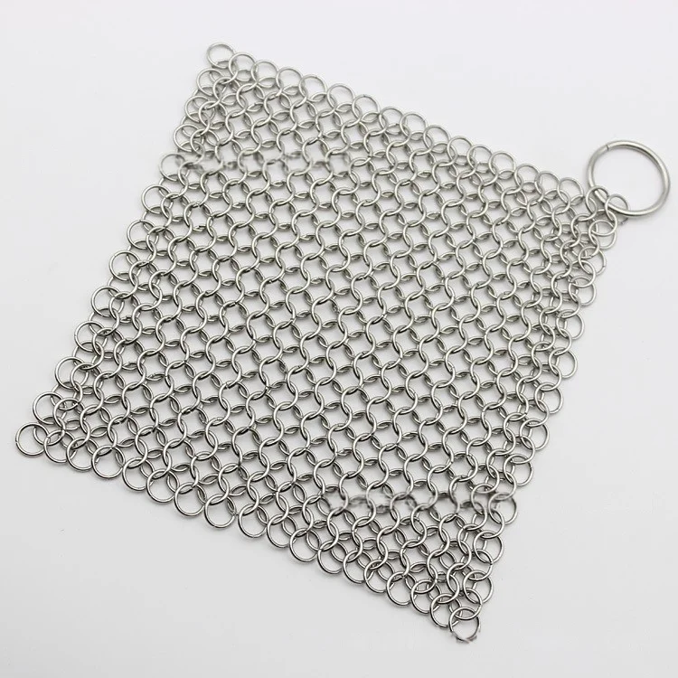 household heavy duty 304 Stainless Steel Dishcloth Chain Mail Cleaner Metal Scrubber for Cast Iron Pans