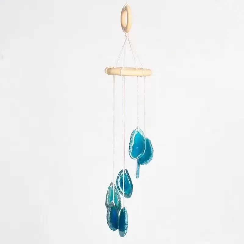 Wholesale Natural stone crystal gemstone crystal craft aura agate slab hand-made wind chime healing gift for home decor