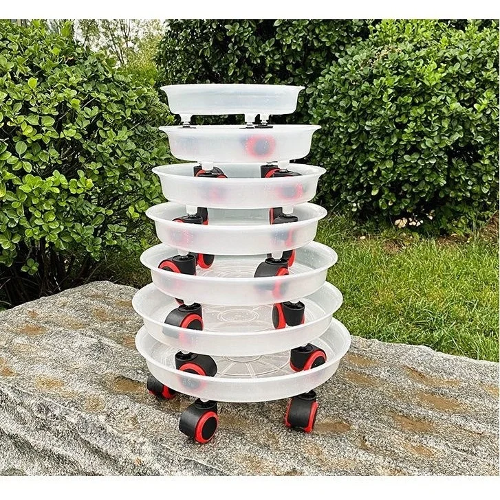 factory thickened resin planter tray universal wheel transparent mobile planter holder with wheel