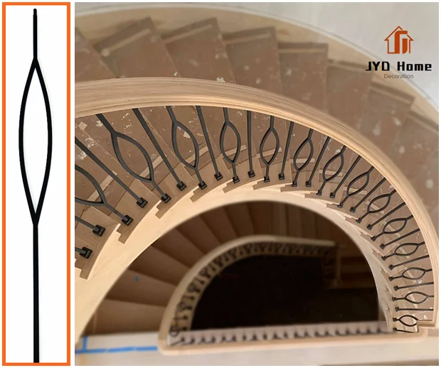 Wholesale Aalto Series Triangle Design Indoor Decorated Matt Black Powder Coated Wrought Iron Shape Baluster Metal Stair Spindle