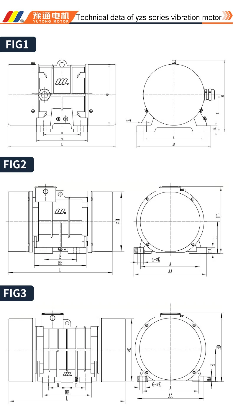 Yutong new YZS-1.5-2 electricity three phase alternating-current vibration motor