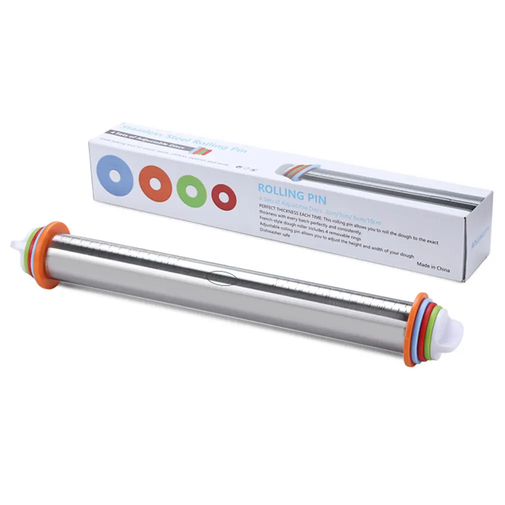 Amazon Hot Seller Private Label Kitchen Accessories 17 Inch Stainless Steel Adjustable Rolling Pin