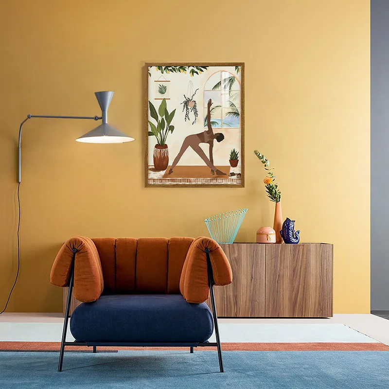 Yoga Woman Modern Wall Frame Paper Painting Art Entrance Wall Decor