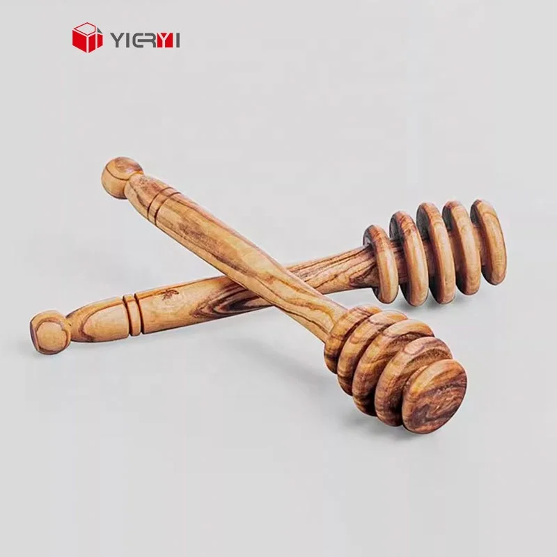 Wood Honey Dipper Stick Natural Handmade Olivewood Stirre Drizzle and Serve Syrup or Molasses 5.3 Inch Wooden Honey Spoon