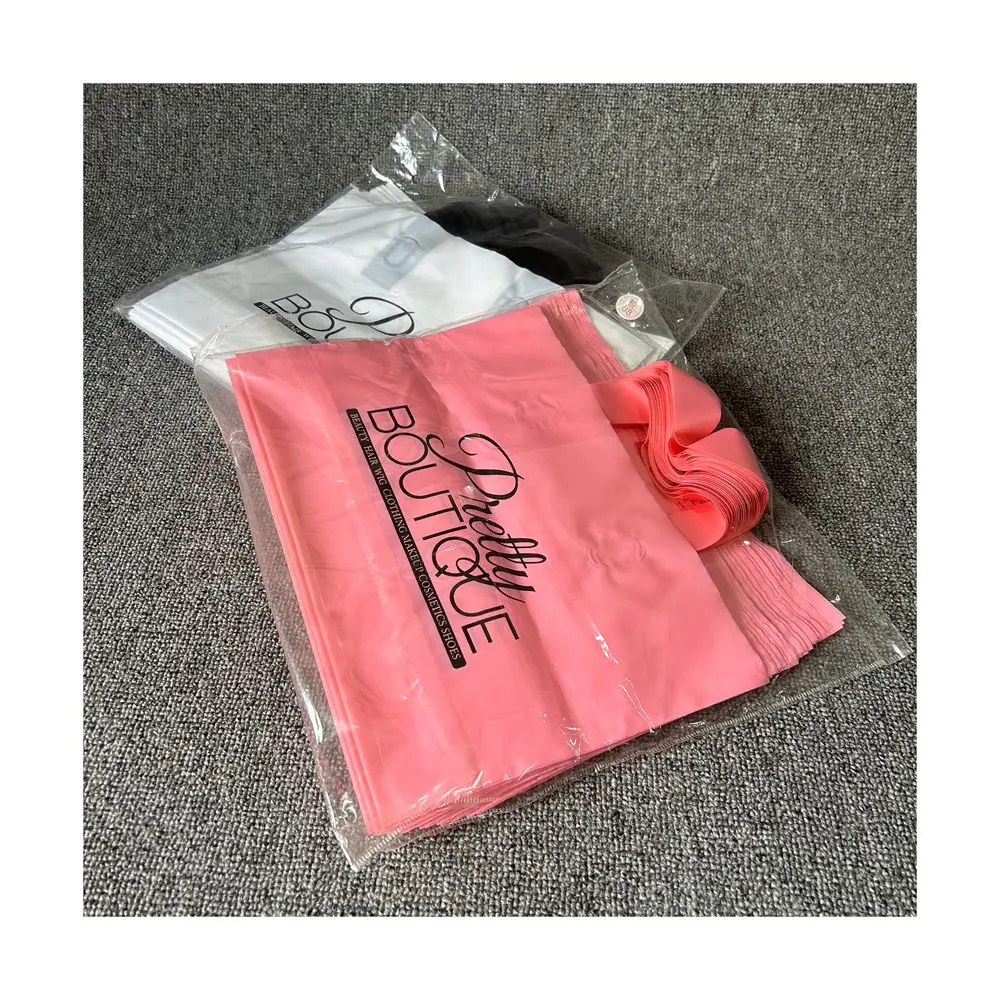 Custom pink Printing Clothes Plastic Shopping Bags white Biodegradable Plastic Shopping Bag With Handle