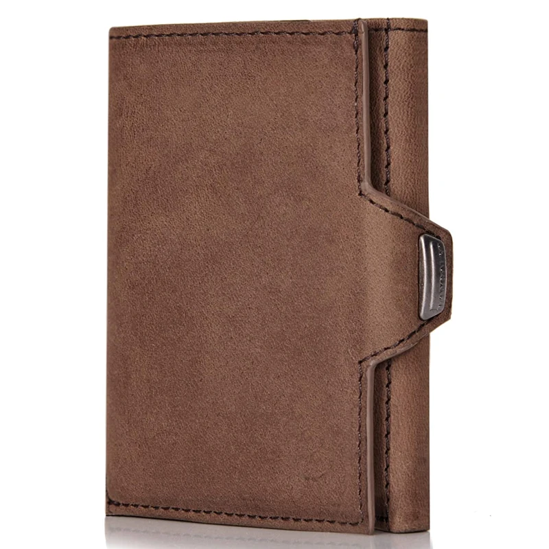 Men slim wallet tripfold RFID blocking credit card holder mens wallet with zipper coin slot