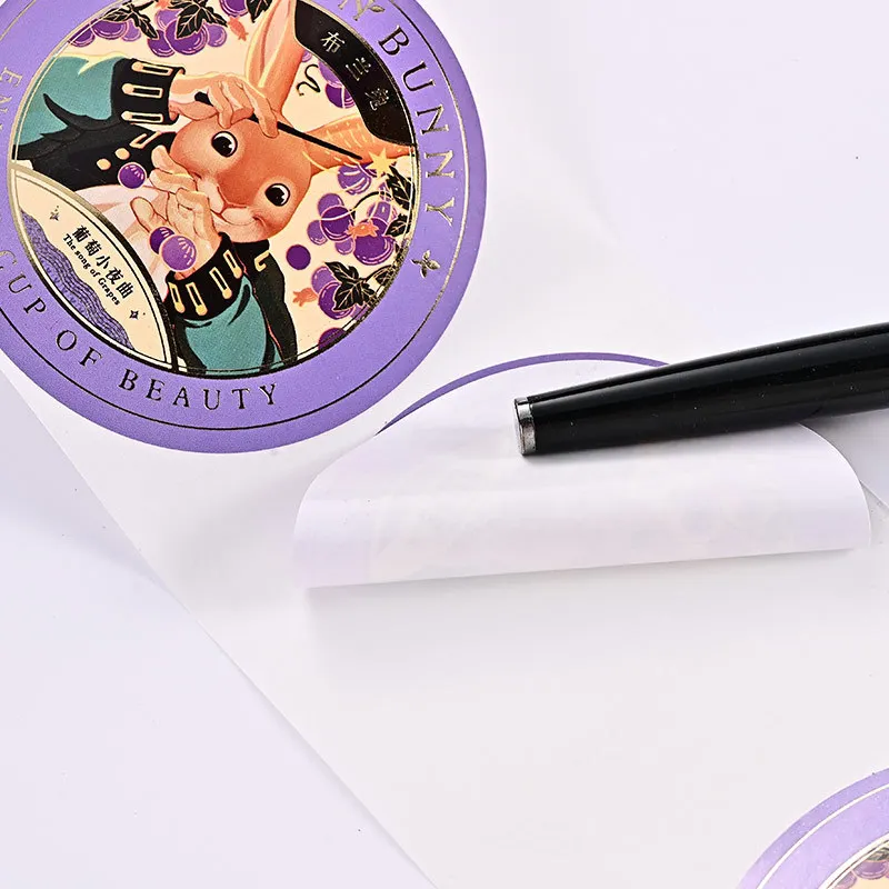Custom cartoon circular self-adhesive waterproof sticker out of card gift sealing sticker packaging express material sticker