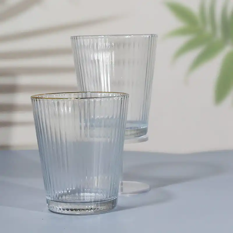 Discover Elegance in Simplicity with Our Vertical Stripe Glass Water Cups