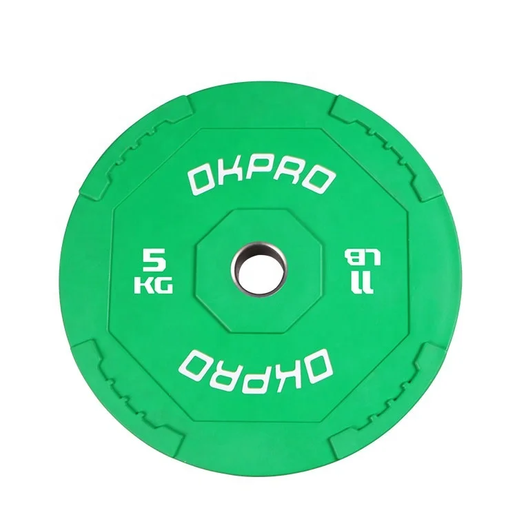 OKPRO Wholesale Gym Exercise Competition Barbell Plate Custom Kg Weight Lifting Rubber Bumper Weight Plates