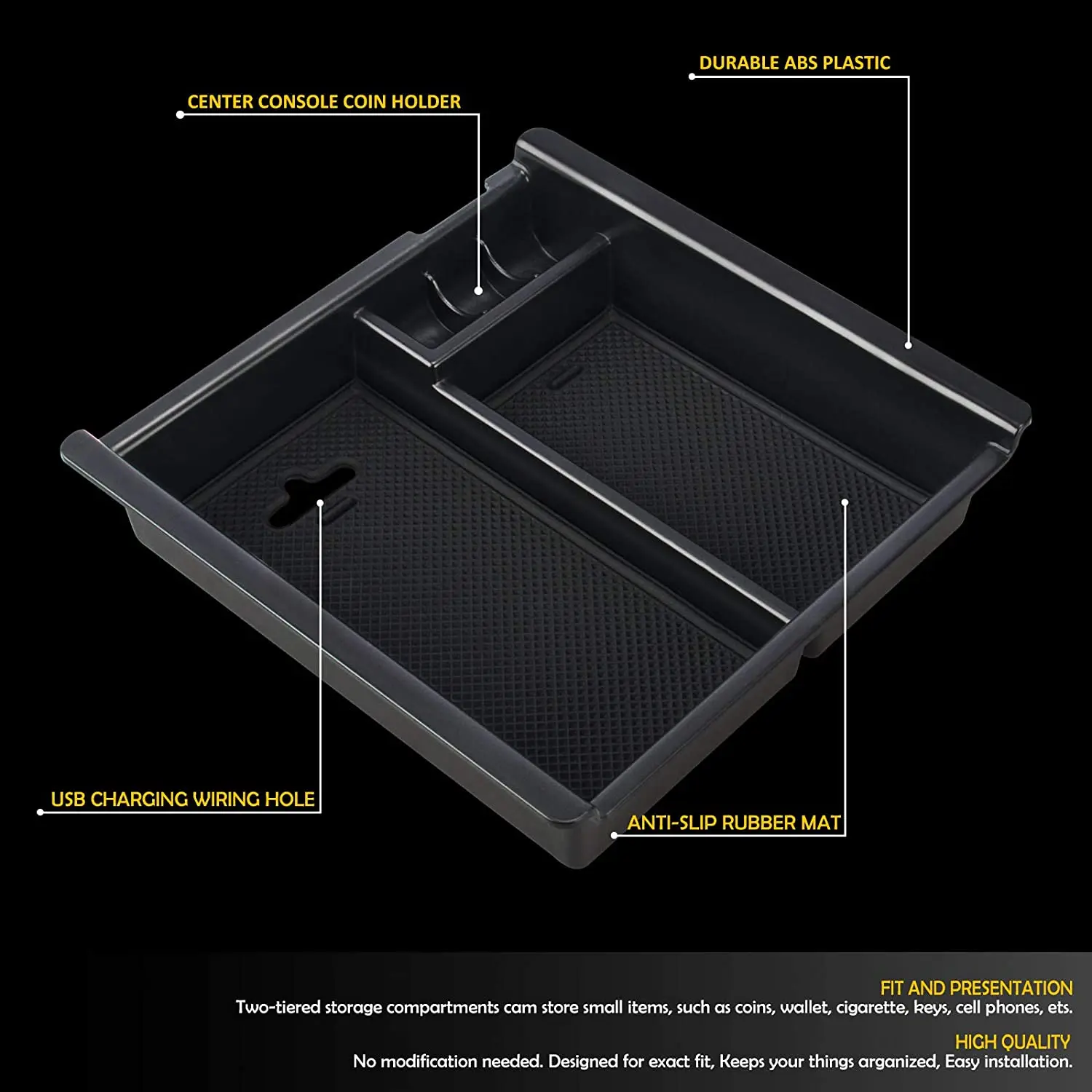 Spedking Center Console accessories Organizer Tray Storage Insert ABS Materials Armrest Box for 2016+ tacoma