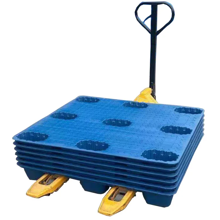 1000x1000x150mm Heavy Duty Stackable Nestable 9 Feet Hdpe 4 Ways Forklift Access Plastic Pallet For Warehouse