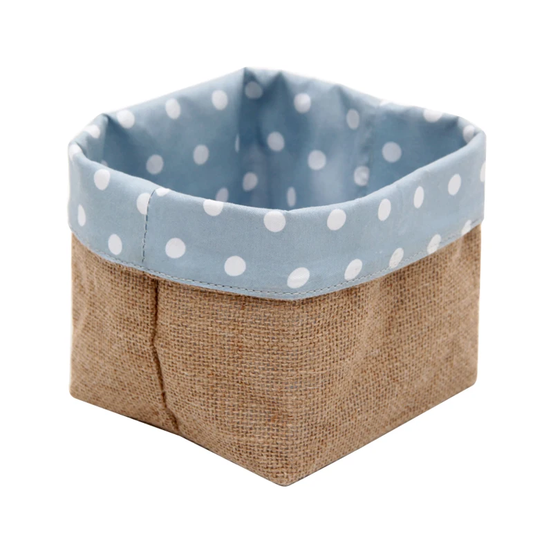 Household Cotton Linen Cloth Storage Basket Desktop Dressing Table Cosmetics Storage Box Desk Stationery Sundries Storage Basket