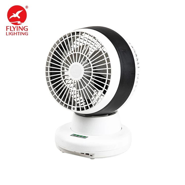 
Flying Lighting Solar Fan Desktop Fan Rechargeable with LED Light Bulb and 2 USB Ports Emergency Light 